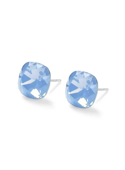Seona Seona Sophia 10mm Cushion Cut Crystal Earrings – Hypoallergenic Stud Earrings for Women, Tarnish‑Free Stainless Steel Jewelry for Sensitive Ears - Air Blue Opal